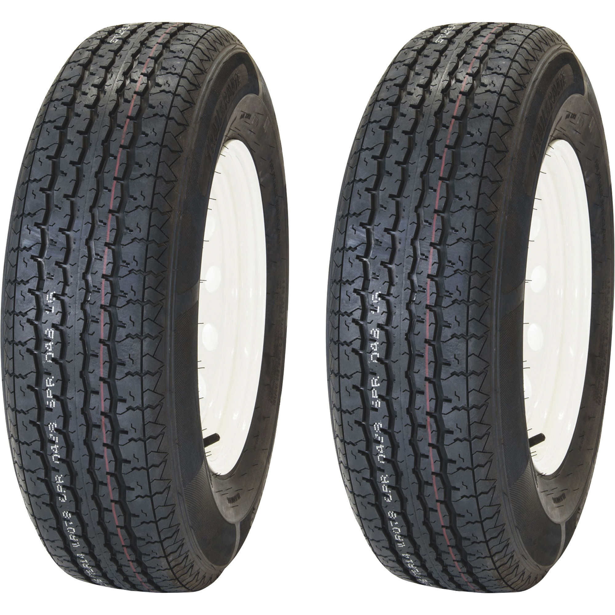 Marastar ST205/75R14 Radial Trailer Tire and Wheel Assembly, 2Pack, 5